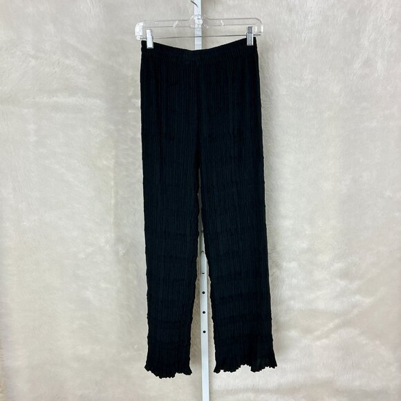 Babette SF Black Micro Pleat Straight Leg Minimalist Pants M - Picture 1 of 6